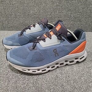 On Cloudstratus Lake Blue‎ Grey Orange Running Shoes Men's Size 11
